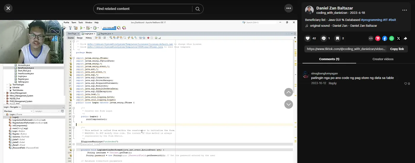 Beneficiary list app in Java Swing and a database, built in NetBeans, June 2023